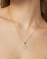 Petite DY Elements® Pendant Necklace in 18K Yellow Gold with Mother of Pearl and Diamonds, 17.8mm